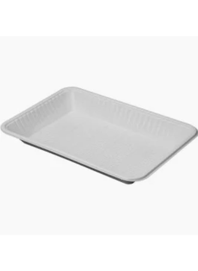 White Plastic Plates - Disposable - Thick and Strong -  Rectangle  - Suitable for Gatherings and Trips (Rectangle Plates No.2- 50 dishs)